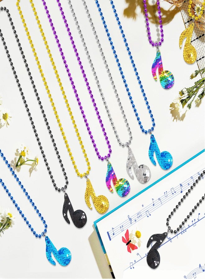 CiciBear 15 Pack Note Sequin Necklace Party Favors with Mardi Gras Beads for Karaoke Party, Tik Tok Birthday, Baby Shower, 50s 80s Theme Party,Festivals, Wedding, Birthday Celebrations, 5 Colors - Image 4